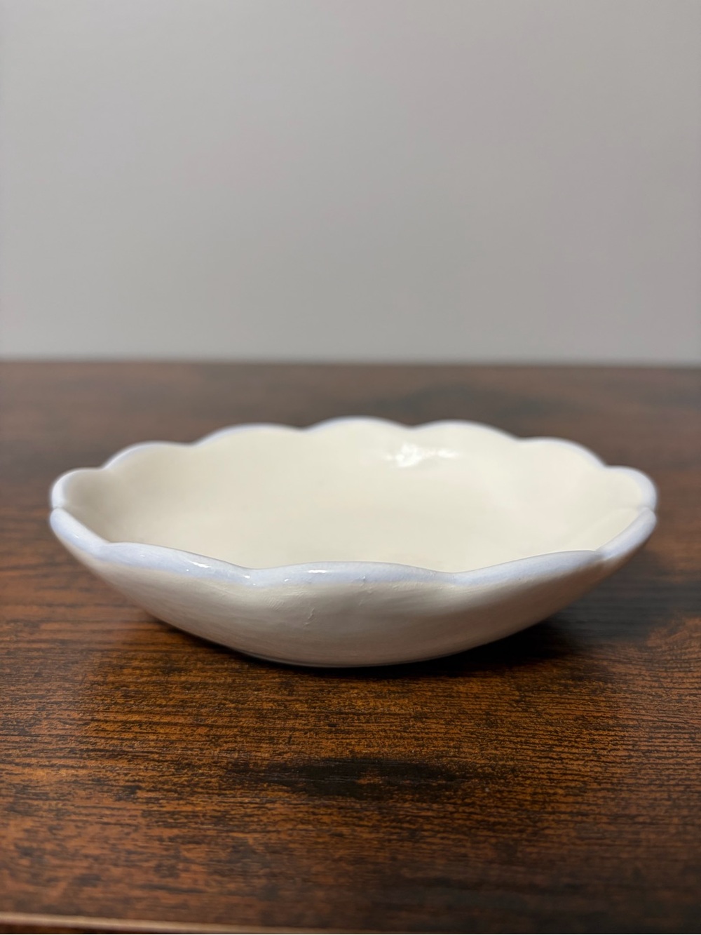 Handmade Scalloped Ceramic Bowl - White